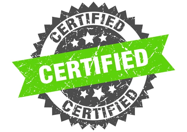 Certifierad grunge stämpel med grönt band. certifierade — Stock vektor