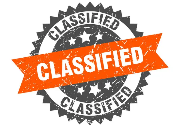 Classified grunge stamp with orange band. classified — ストックベクタ