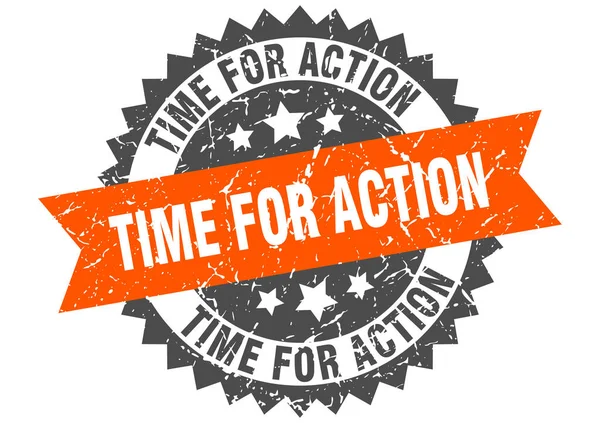 Χρόνος για το grunge δράσης σφραγίδα με πορτοκαλί ζώνη. χρόνος για δράση — Διανυσματικό Αρχείο