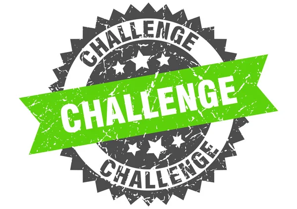 Πρόκληση grunge σφραγίδα με πράσινη ταινία. πρόκληση — Διανυσματικό Αρχείο