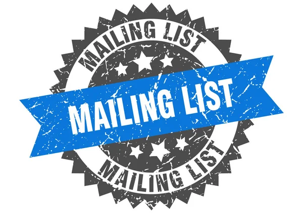 Mailing list francobollo grunge con banda blu. mailing list — Vettoriale Stock
