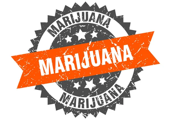 Turuncu bantlı marihuana grunge pulu. marijuana — Stok Vektör