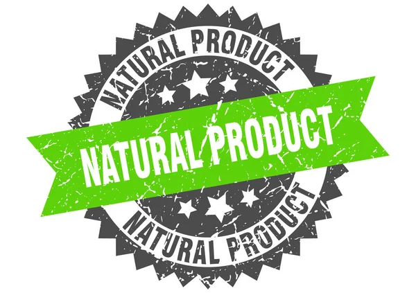 Naturalny produkt stempel grunge z zielonym paskiem. produkt naturalny — Wektor stockowy