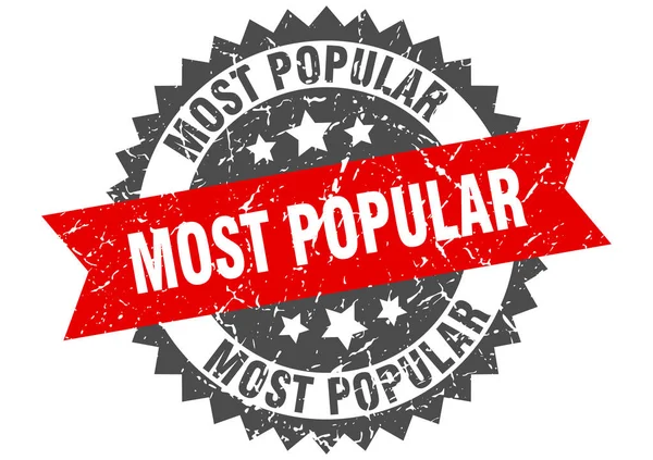 Most popular grunge stamp with red band. most popular — Stock Vector