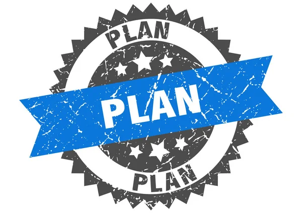 Plán Grunge razítko s modrým páskem. plán — Stockový vektor