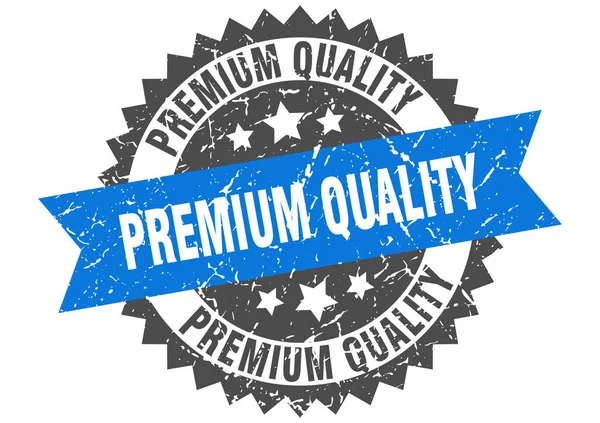 Selo grunge de qualidade premium com faixa azul. qualidade premium — Vetor de Stock