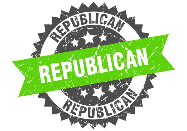 Republikański znaczek grunge z zielonym paskiem. republikanin — Wektor stockowy