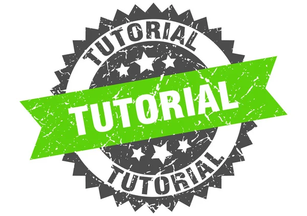 Tutorial sello grunge con banda verde. tutorial — Vector de stock