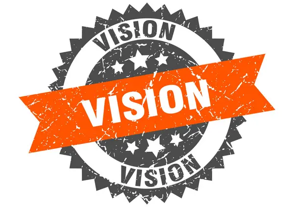 Vision timbre grunge avec bande orange. vision — Image vectorielle