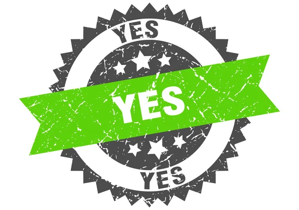 Yes grunge stamp with green band. yes — Stock Vector