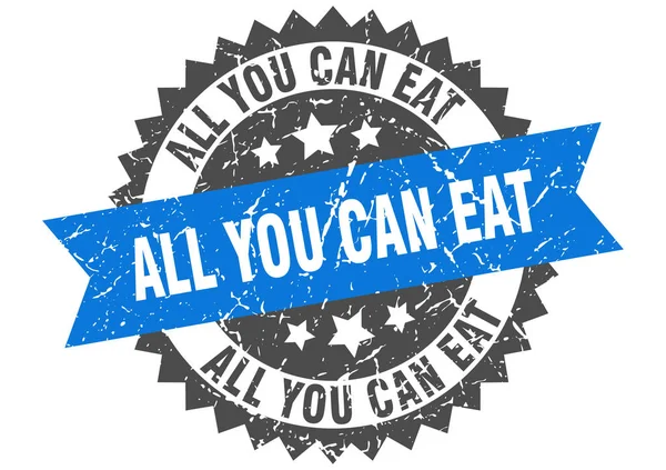 All you can eat Grunge Stempel mit blauem Band. alles, was man essen kann — Stockvektor