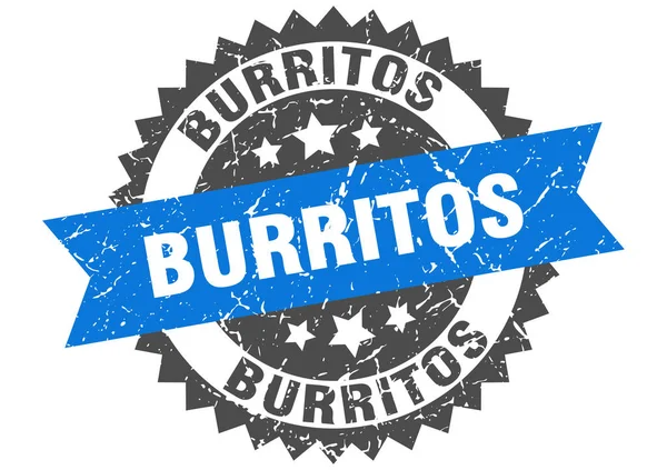 Burritos grunge timbro con banda blu. burritos — Vettoriale Stock