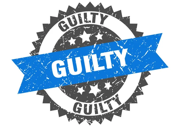 Guilty grunge stamp with blue band. guilty — Stock Vector