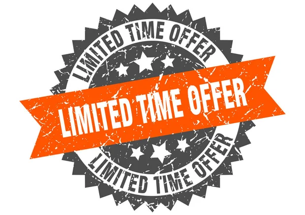 Limited time offer grunge stamp with orange band. limited time offer — Stock Vector