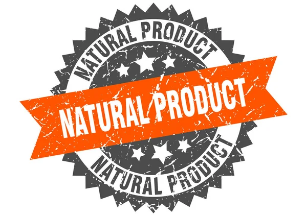 Naturlig produkt grunge stämpel med orange band. naturprodukt — Stock vektor