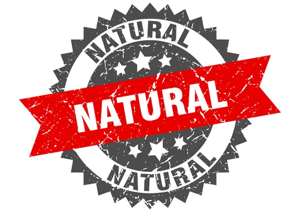 Sello grunge natural con banda roja. naturales — Archivo Imágenes Vectoriales