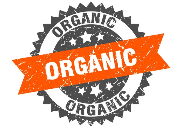 Turuncu bantlı organik grunge damgası. organik — Stok Vektör