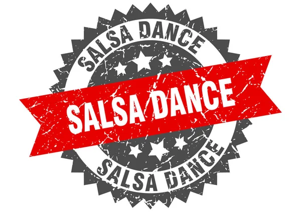 Timbre grunge danse salsa avec bande rouge. danse de salsa — Image vectorielle