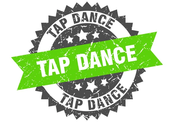 Timbro grunge tip tap dance con banda verde. danza del tip tap — Vettoriale Stock