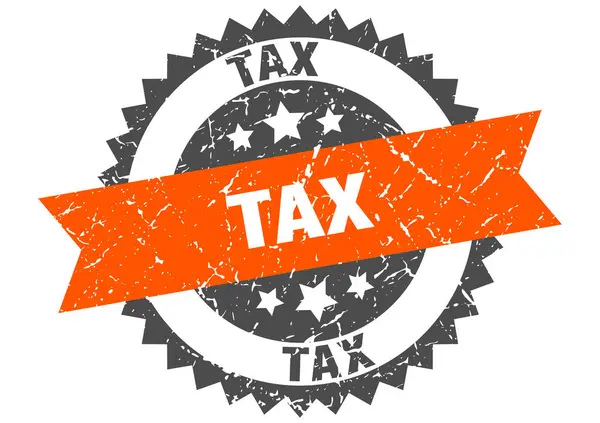 Tax grunge stamp with orange band. tax — Stockvector