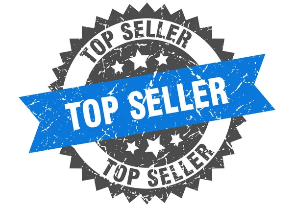 Top Seller Grunge Briefmarke mit blauem Band. Verkaufsschlager — Stockvektor