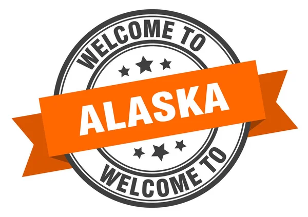Timbre Alaska. bienvenue à Alaska signe orange — Image vectorielle