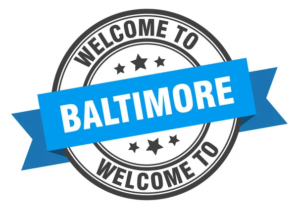 Baltimore stempel. welkom op Baltimore blauw bord — Stockvector