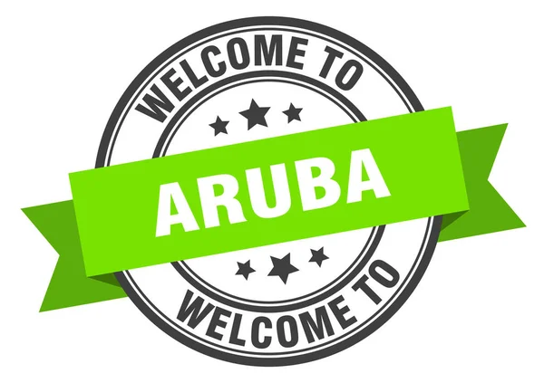 Znaczek Aruby. Witamy na Aruba zielony znak — Wektor stockowy