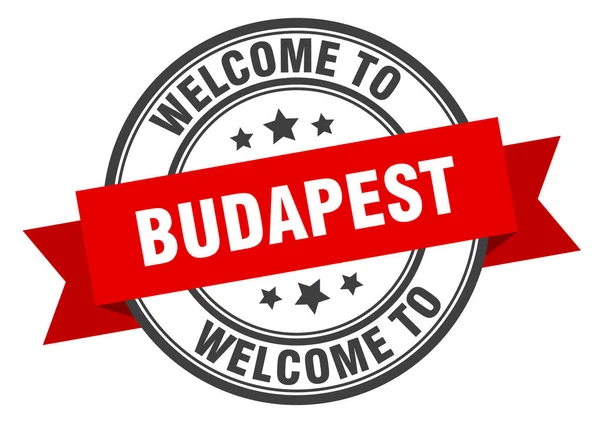 Timbre de Budapest. bienvenue à Budapest signe rouge — Image vectorielle
