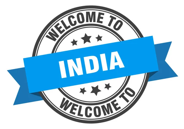 Indiska frimärken. Välkommen till Indien blå tecken — Stock vektor