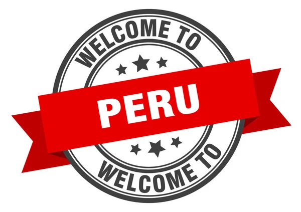 ペルースタンプ。ペルー・レッドサインへようこそ — ストックベクタ