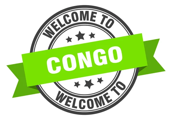 Марка Конго. Добро пожаловать в Конго зеленый знак — стоковый вектор