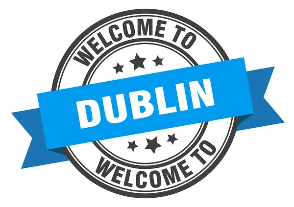 Znaczek dubliński. Witamy w Dublinie niebieski znak — Wektor stockowy