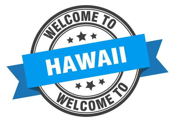 Znaczek hawajski. Witamy na hawajskim niebieskim znaku — Wektor stockowy