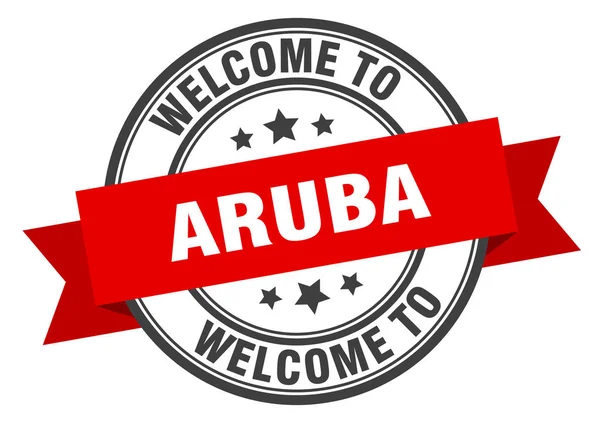 Znaczek Aruby. Witamy na czerwonym znaku Aruba — Wektor stockowy