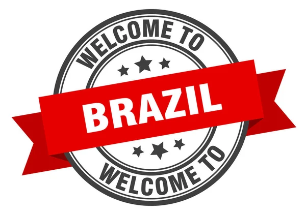 Σφραγίδα Βραζιλίας. Καλώς ήρθατε στο κόκκινο σημάδι Βραζιλία — Διανυσματικό Αρχείο