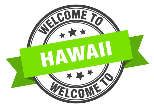 Znaczek hawajski. Witamy na Hawajach zielony znak — Wektor stockowy