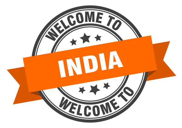 India stamp. welcome to India orange sign — Stock Vector