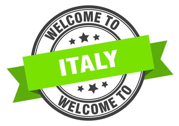 इटली टिकट। इटली ग्रीन साइन में आपका स्वागत है — स्टॉक वेक्टर