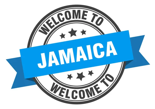 Jamaica stempel. welkom op Jamaica blauw bord — Stockvector