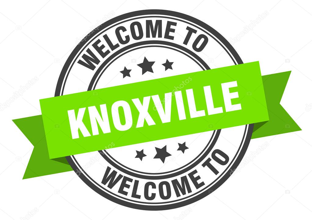 Knoxville stamp. welcome to Knoxville green sign