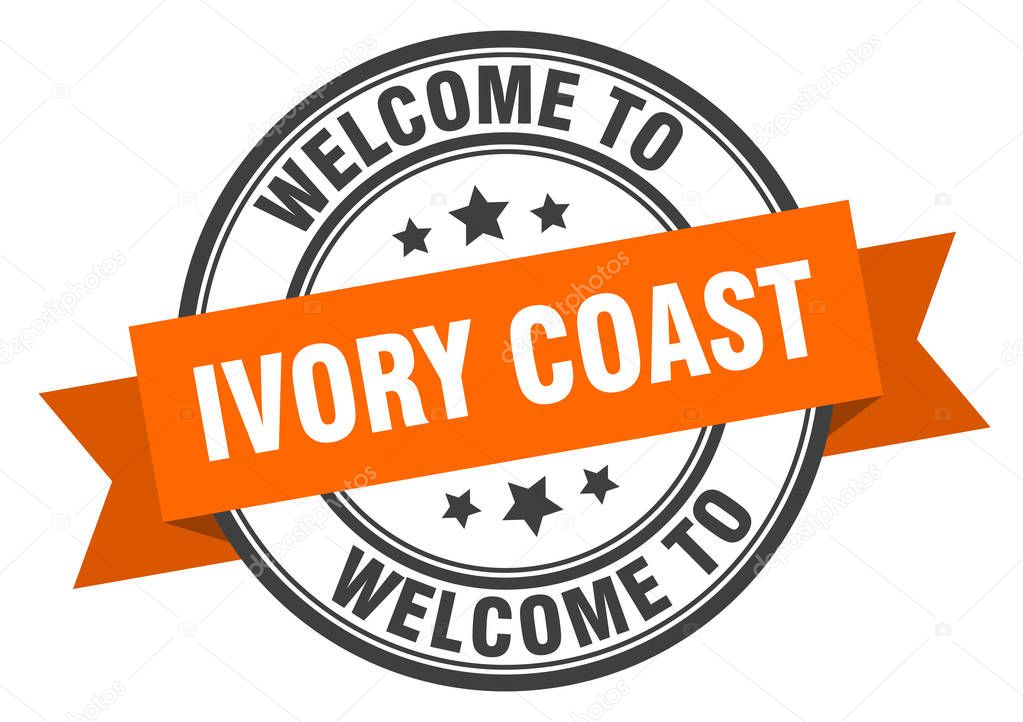 Ivory Coast stamp. welcome to Ivory Coast orange sign
