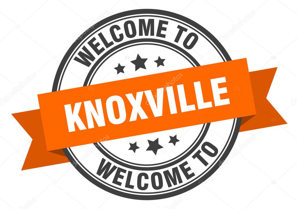 Knoxville stamp. welcome to Knoxville orange sign