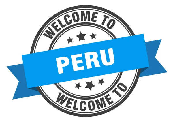 Carimbo do Peru. Bem-vindo ao Peru sinal azul — Vetor de Stock