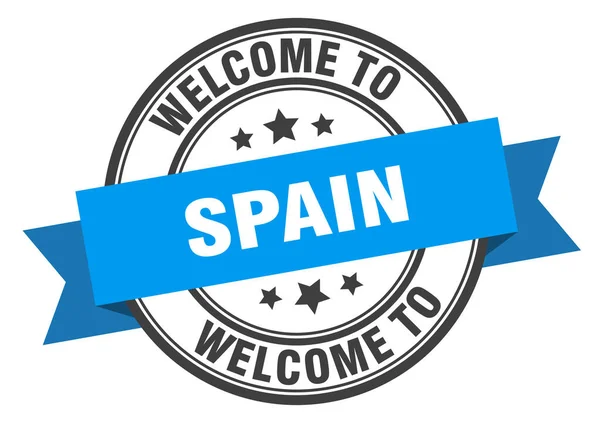 Carimbo de Espanha. Bem-vindo à Espanha sinal azul — Vetor de Stock