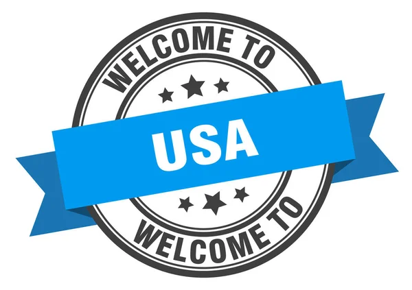 Etats-Unis timbre. bienvenue à usa signe bleu — Image vectorielle