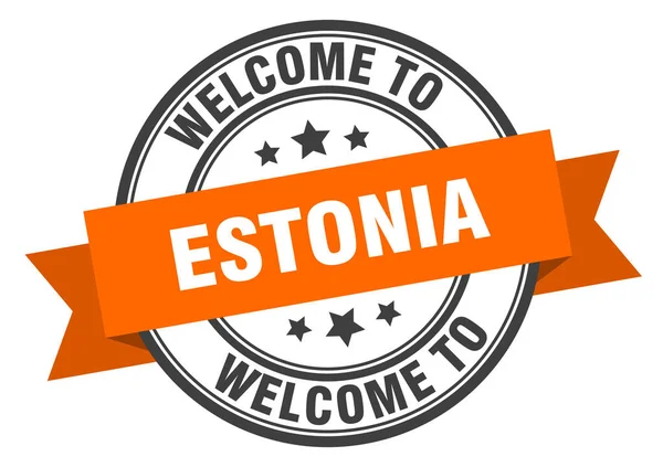 Estonya damgası. Estonya turuncu tabelasına hoş geldiniz — Stok Vektör
