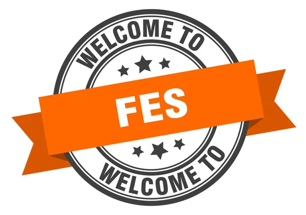 Timbre de Fès. Bienvenue à Fes signe orange — Image vectorielle