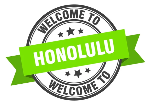 Timbre Honolulu. bienvenue à Honolulu signe vert — Image vectorielle