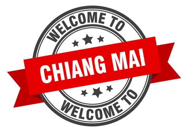 Timbro Chiang Mai. benvenuto a Chiang mai cartello rosso — Vettoriale Stock